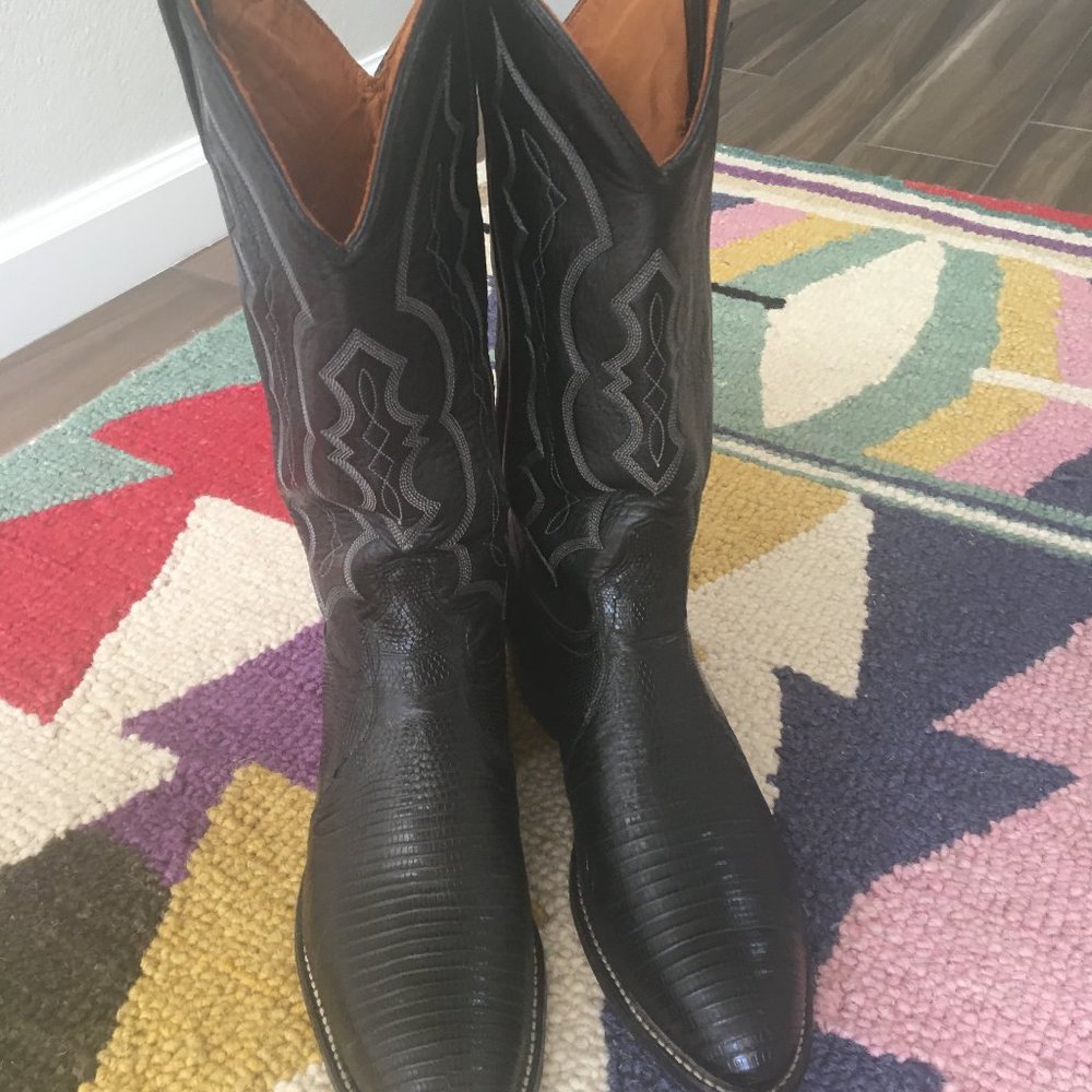 J. Chisholm Men's  Black Lizard  Cowboy Boots